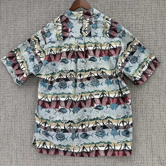 Vintage Avi Kahala Shirt Mens Size XL Multi Pullover Short Sleeve Fish Surfer - Picture 2 of 11